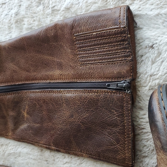 Born Thick Distressed Leather Knee High Riding Boots Calf Stretchers Size 7 / 38 - Picture 6 of 8